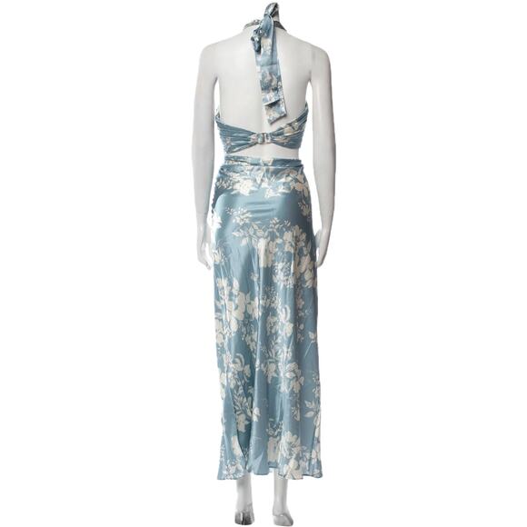 NWT Reformation Vivi Silk Cut-Out Maxi Dress Aliso Blue White Floral Size 2 - Picture 9 of 11